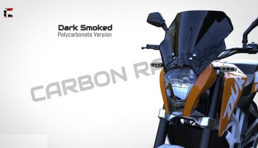 CARBON RACING PREMIUM WINDSHIELD for DUKE 390 (UPTO 2016): Dark Smoke / Clear