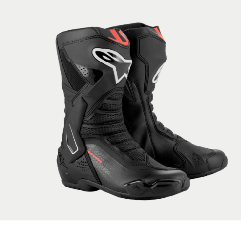 ALPINESTARS SMX 6 V3 RIDING BOOTS: Black / Red Fluorescent